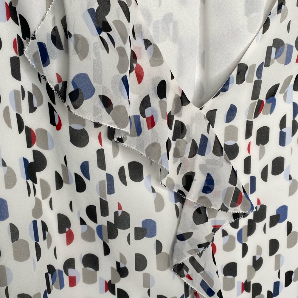 White House Black Market Semi-Sheer Dot Print Ruffle Top women’s size 4 - Picture 8 of 9